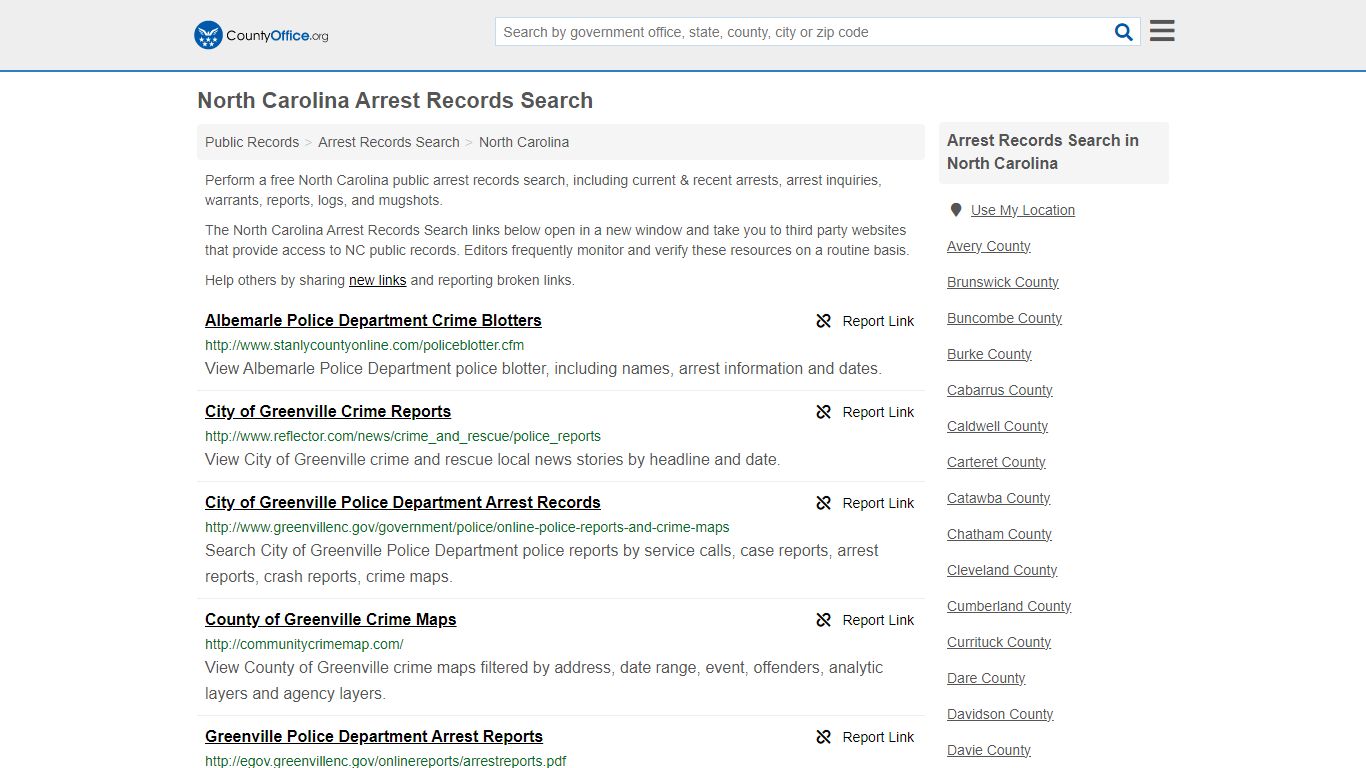Arrest Records Search - North Carolina (Arrests & Mugshots) - County Office
